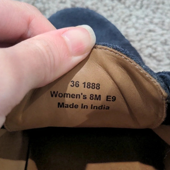 Trask Lindsey Leather Suede Sneakers Navy Blue with Rose Gold Metallic shimmer 8 - Picture 8 of 8